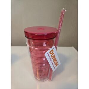 *NEW* Dunkin Donuts 24oz Bubble Tumbler Pink With Straw